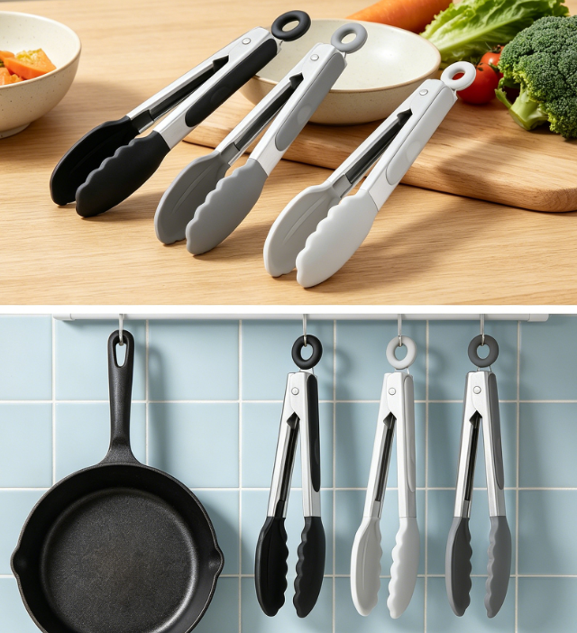 3-Piece Set of Mini Silicone Kitchen Tongs